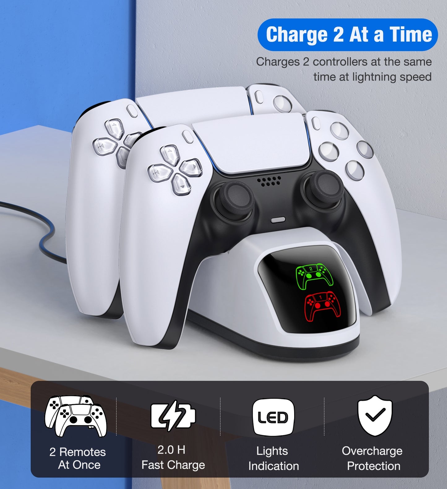 Dual Fast Charger For Playstation 5 Controller Charger Station
