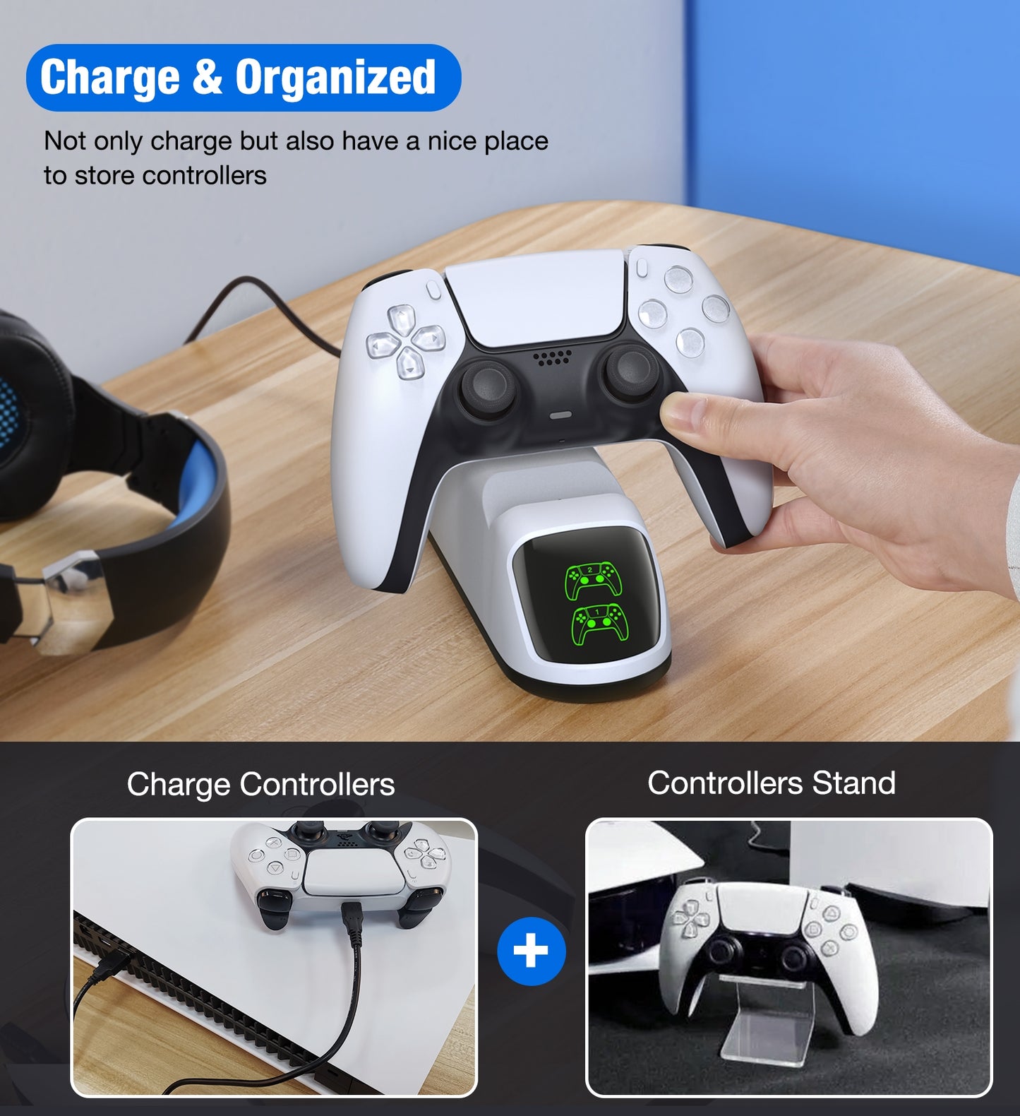 Dual Fast Charger For Playstation 5 Controller Charger Station