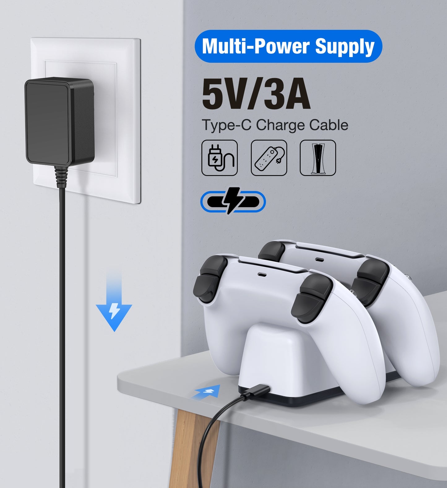 Dual Fast Charger For Playstation 5 Controller Charger Station