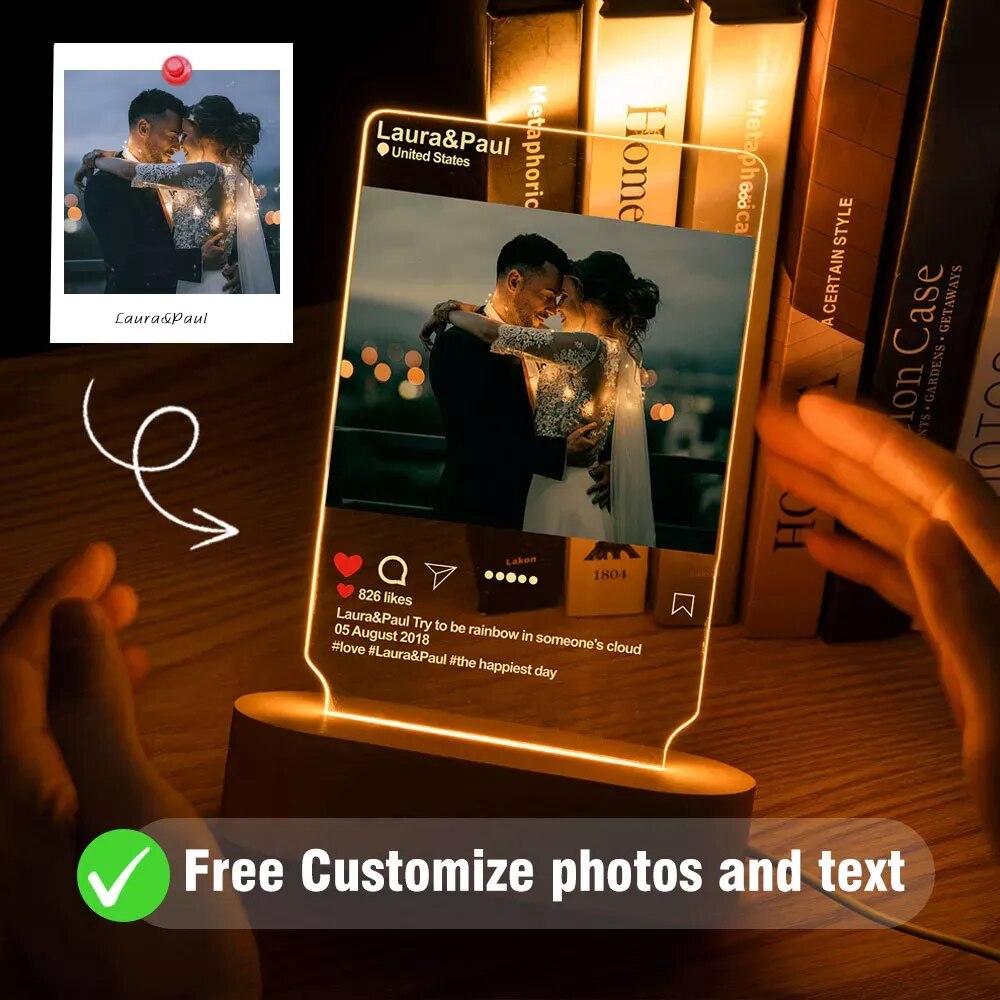 Personalized 3D Photo Lamp Custom Photo And Text Customized