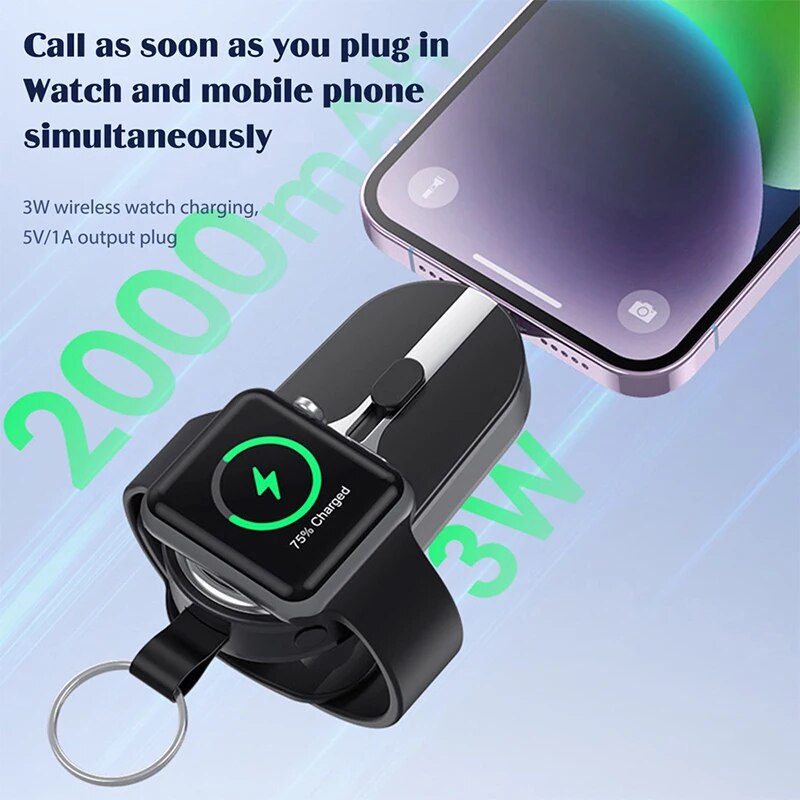 Portable Powerbank for Apple Watch Charger Key Chain Mobile Phone