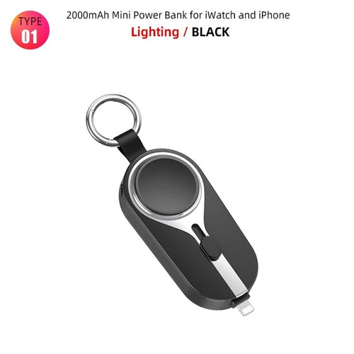 Portable Powerbank for Apple Watch Charger Key Chain Mobile Phone