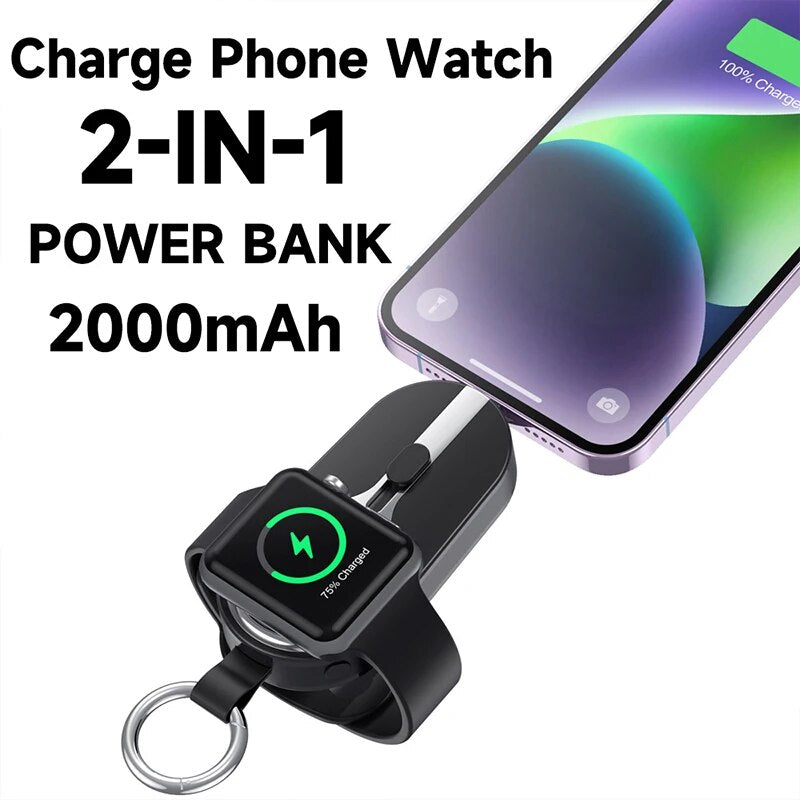 Portable Powerbank for Apple Watch Charger Key Chain Mobile Phone