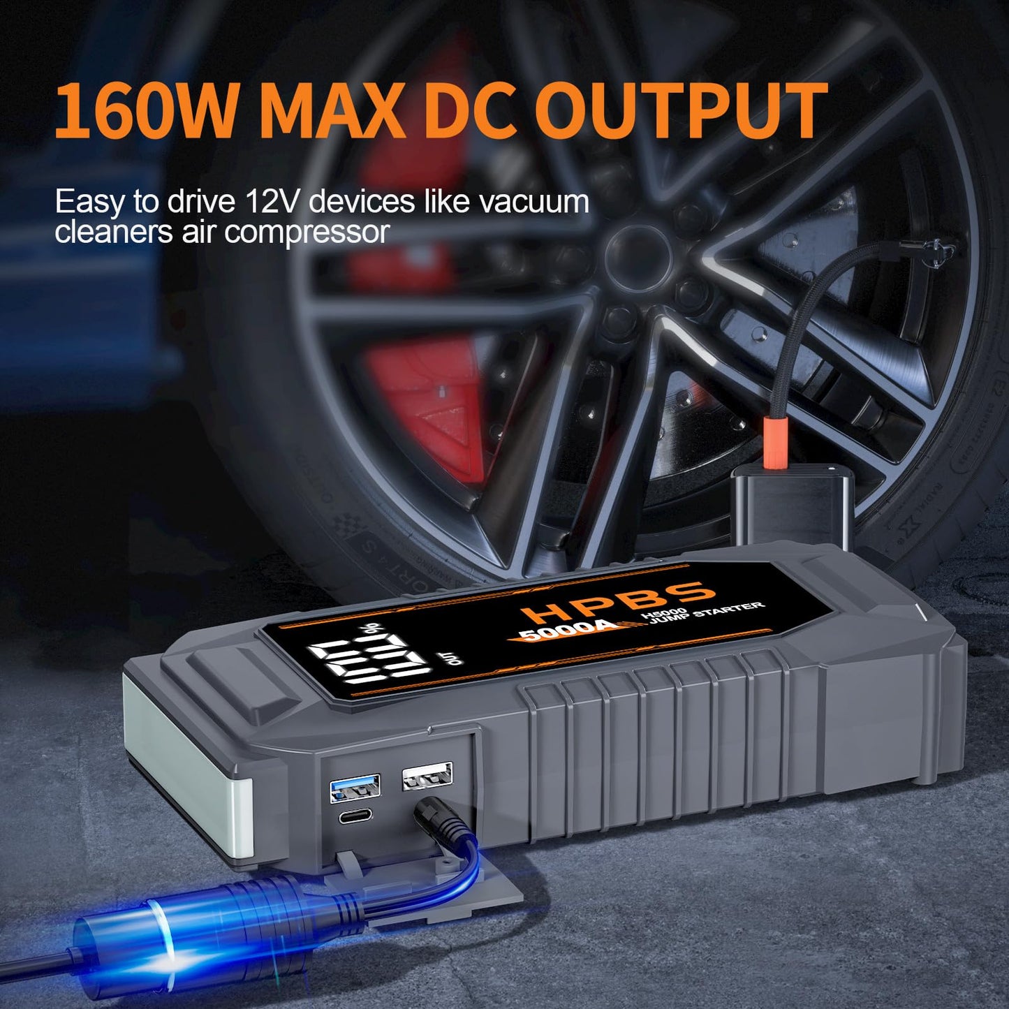 HPBS Jump Starter - 2000A Car Battery Jump Starter for Up to 8L Gas and 6.5L Diesel Engines, 12V Portable Jump Starter Battery Pack with 3.0" LCD Display