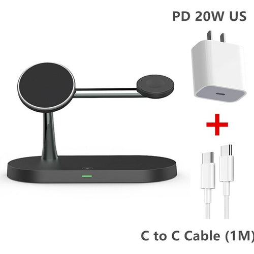 Qi Wireless Charger Stand For Iphone 14 13 12 Pro Max 3 In 1 Fast