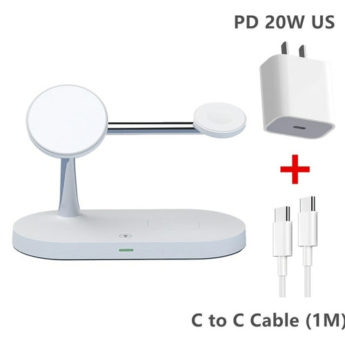 Qi Wireless Charger Stand For Iphone 14 13 12 Pro Max 3 In 1 Fast