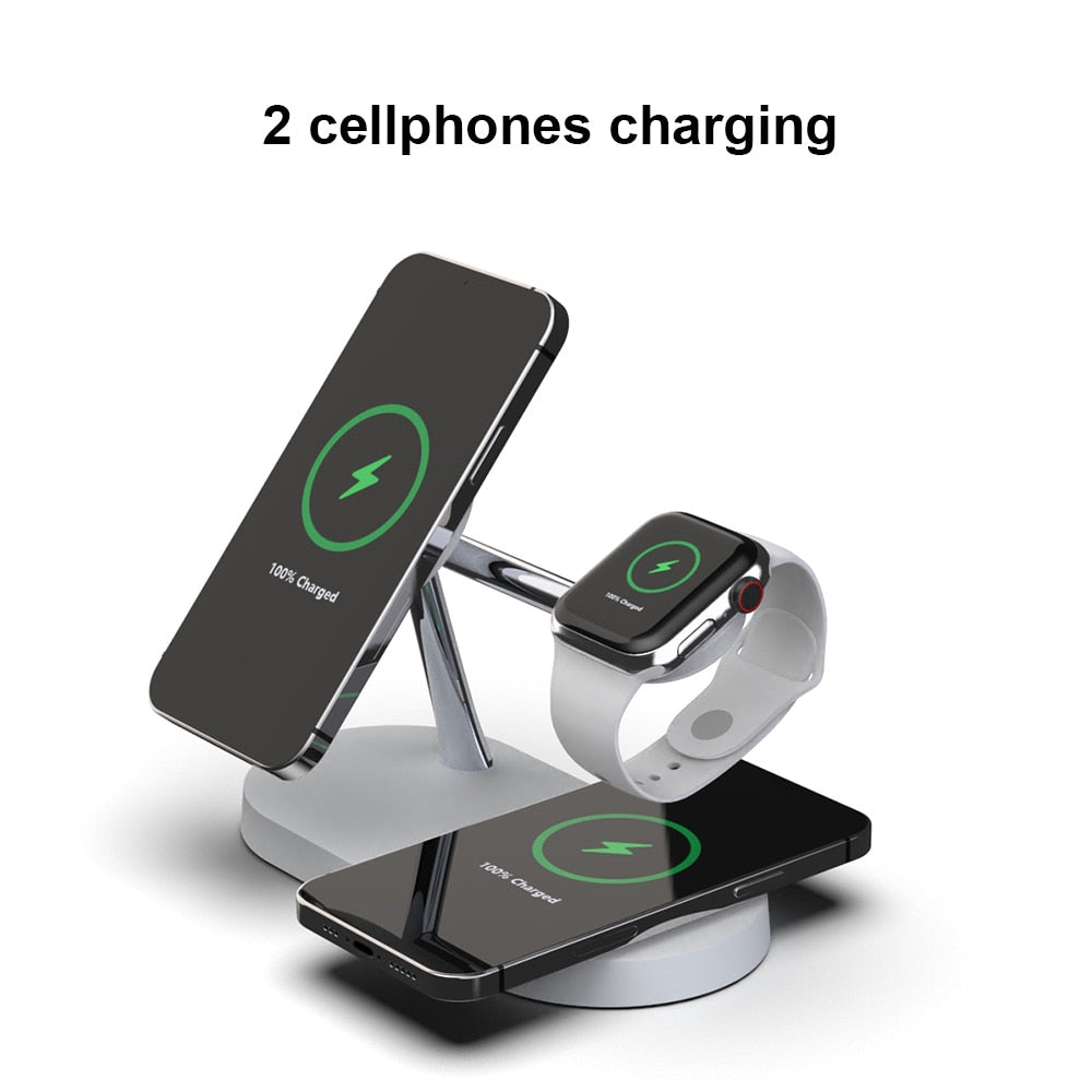 Qi Wireless Charger Stand For Iphone 14 13 12 Pro Max 3 In 1 Fast