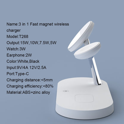 Qi Wireless Charger Stand For Iphone 14 13 12 Pro Max 3 In 1 Fast