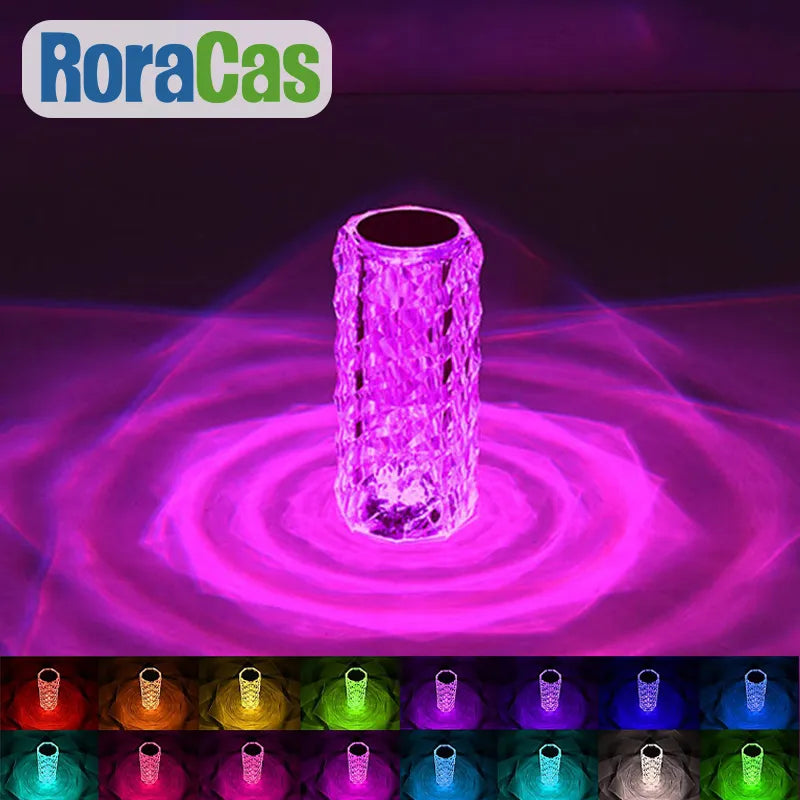 Crystal LED Night Light Romm Decor Light USB Rechargeable Ambient Lamp