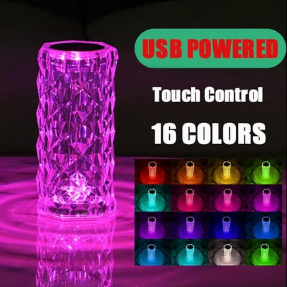 Crystal LED Night Light Romm Decor Light USB Rechargeable Ambient Lamp