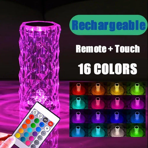 Crystal LED Night Light Romm Decor Light USB Rechargeable Ambient Lamp