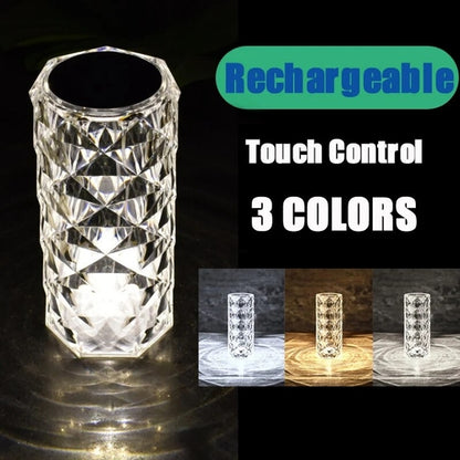 Crystal LED Night Light Romm Decor Light USB Rechargeable Ambient Lamp