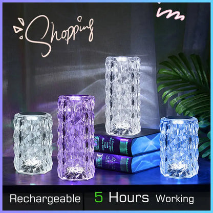 Crystal LED Night Light Romm Decor Light USB Rechargeable Ambient Lamp